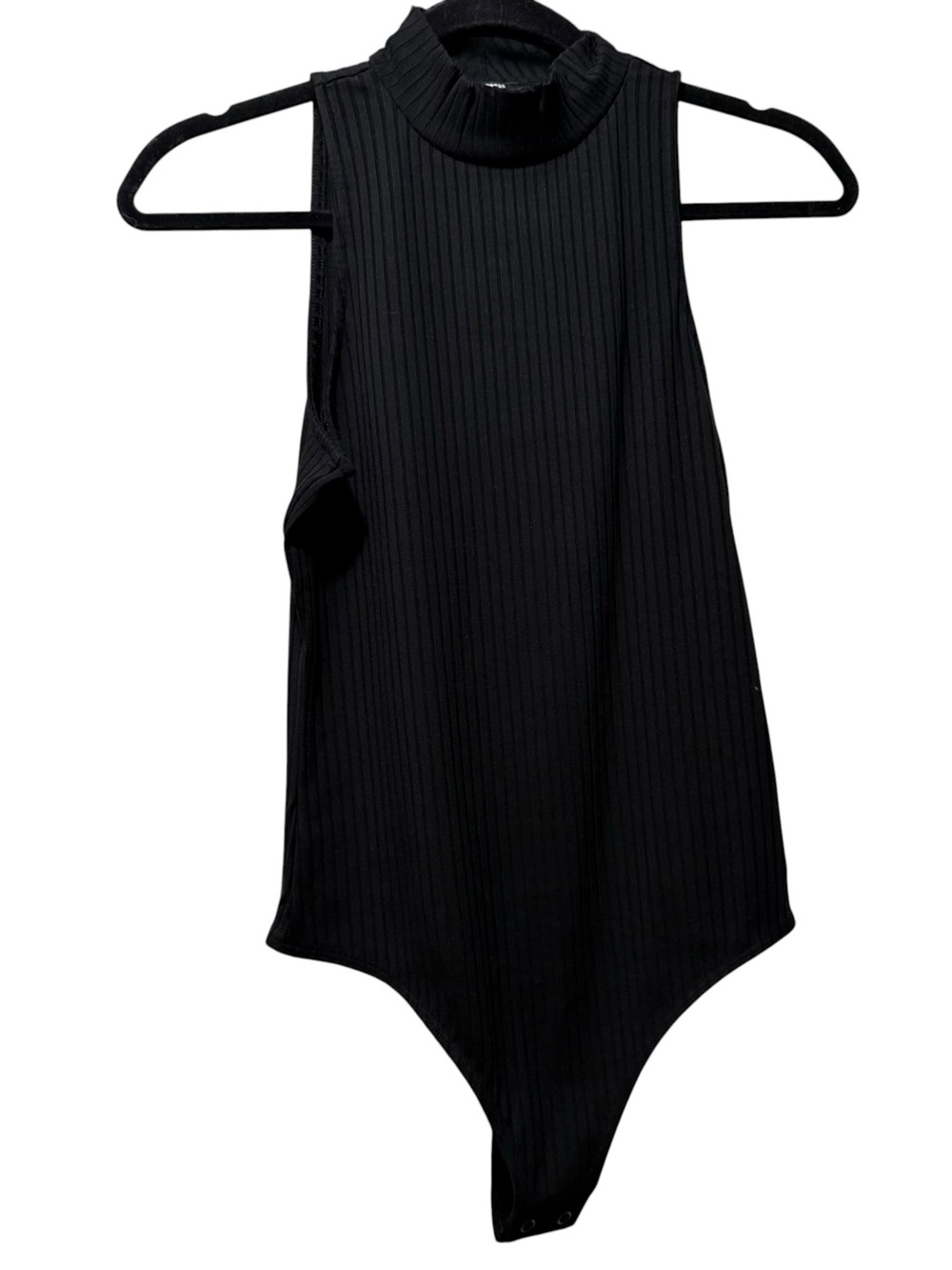 Express Black Ribbed Mock Neck Sleeveless Bodysuit
